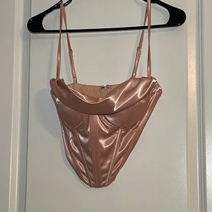 Satin Spaghetti Strap Party Crop Corset Top